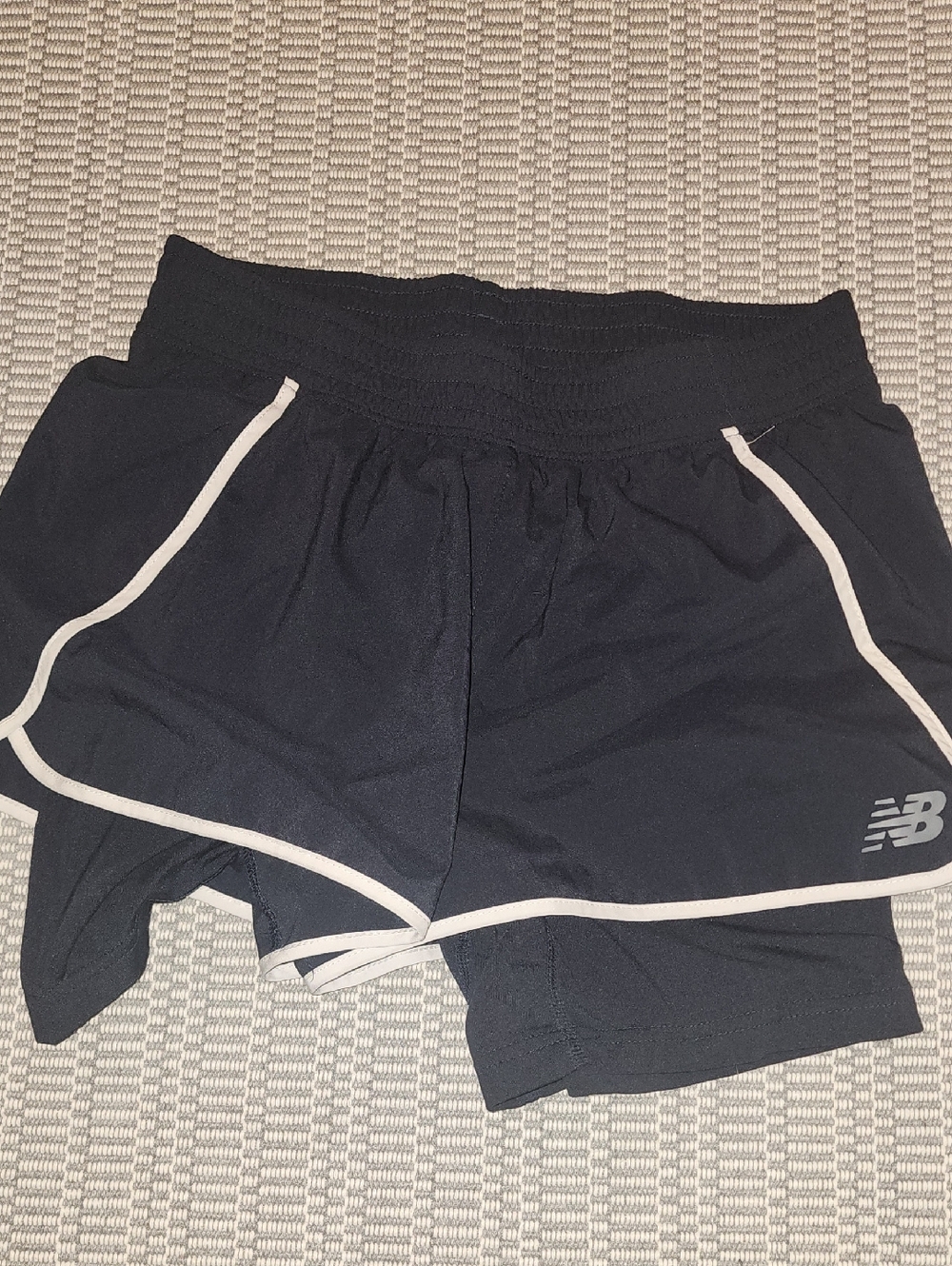 New Balance Black Running Shorts with White Piping Size Small
